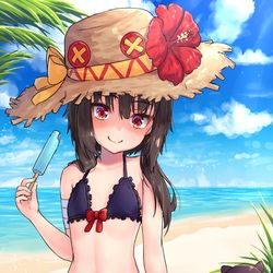 This is a pixiv picture whose title is 大胆な水着で攻めるめぐみんさん.