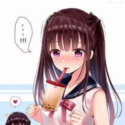 This is a pixiv picture whose title is 後輩ちゃんのタピオカチャレンジ.
