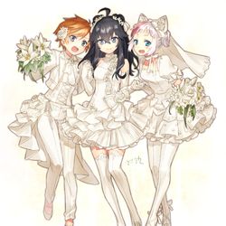 This is a pixiv picture whose title is 青い瞳の花嫁.