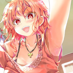 This is a pixiv picture whose title is 朝起こす時に馬乗りになる幼馴染.
