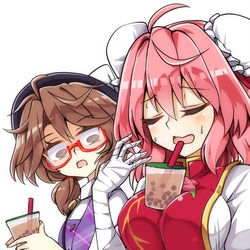 This is a pixiv picture whose title is タピオカチャレンジ菫子ちゃん.