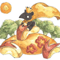 This is a pixiv picture whose title is オムレツ丘を超えて.