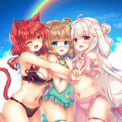 This is a pixiv picture whose title is なかよし３人けも娘.