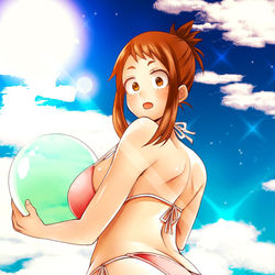 This is a pixiv picture whose title is 水着お茶子.