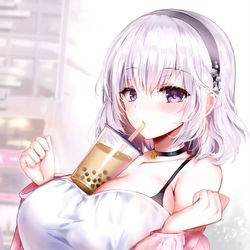 This is a pixiv picture whose title is 悠莉ちゃんタピオカチャレンジ.