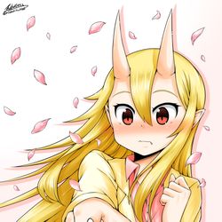 This is a pixiv picture whose title is ドキッとする鬼嫁ちゃん.