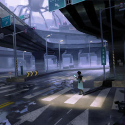 This is a pixiv picture whose title is 夜間散步.