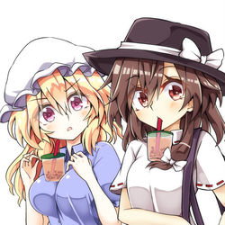 This is a pixiv picture whose title is タピオカチャレンジ秘封倶楽部.