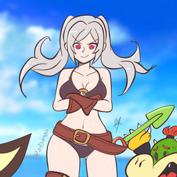 This is a pixiv picture whose title is Beach Bully.