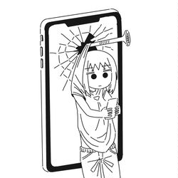 This is a pixiv picture whose title is スマホに釘付け.