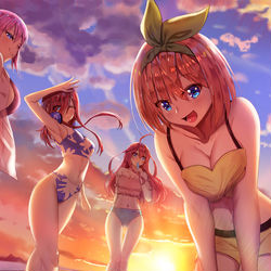 This is a pixiv picture whose title is 五等分の花嫁.
