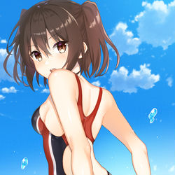 This is a pixiv picture whose title is 競泳水着川内さん.