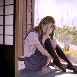 This is a pixiv picture whose title is 縁側.