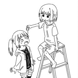 This is a pixiv picture whose title is 脚立から目薬.