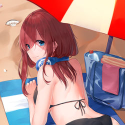 This is a pixiv picture whose title is 水着三玖.