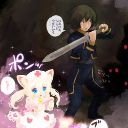This is a pixiv picture whose title is ねこナース化の罠.