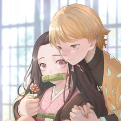 This is a pixiv picture whose title is 善逸&禰豆子.