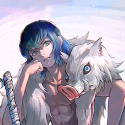 This is a pixiv picture whose title is 嘴平伊之助.