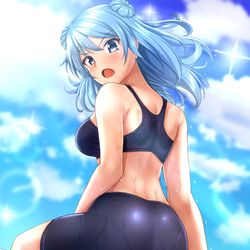 This is a pixiv picture whose title is 浦風「も～提督、どこ見てるん？」.