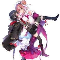 This is a pixiv picture whose title is 告知／神童勇者とメイドおねえさん2.