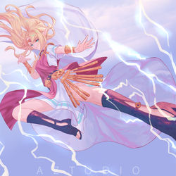 This is a pixiv picture whose title is Lightning Kick Zelda.