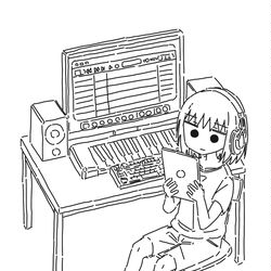 This is a pixiv picture whose title is 作曲.