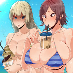This is a pixiv picture whose title is タピオカチャレンジ　飛鳥.