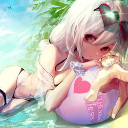 This is a pixiv picture whose title is 水着シリアス.