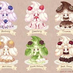 This is a pixiv picture whose title is Difference flavors of Alcremie.