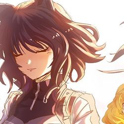 This is a pixiv picture whose title is RWBY ブレイク髪切り.