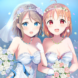 This is a pixiv picture whose title is 布が少ないようちかウェディング.