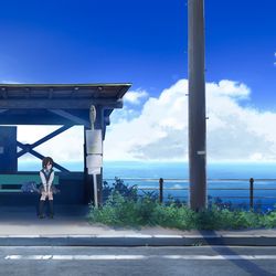 This is a pixiv picture whose title is バス停.