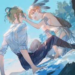 This is a pixiv picture whose title is 二哥和三月.