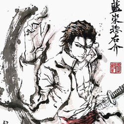 This is a pixiv picture whose title is 【極道畫師】藍染惣右介.
