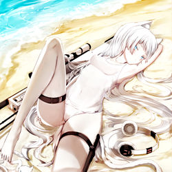 This is a pixiv picture whose title is 海と猫.