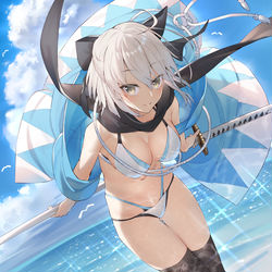 This is a pixiv picture whose title is 水着沖田さん.