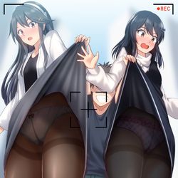 This is a pixiv picture whose title is 榛名、親潮「！？」.
