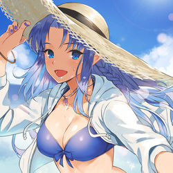This is a pixiv picture whose title is 水着キャスター.