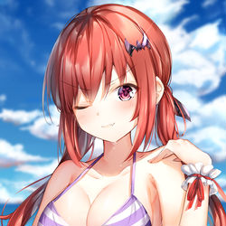 This is a pixiv picture whose title is 水着サターニャ.