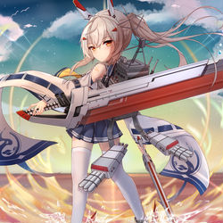 This is a pixiv picture whose title is 绫波-双刀.