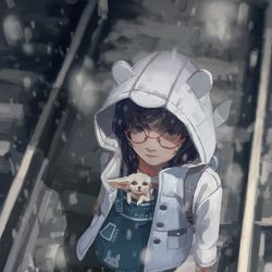 This is a pixiv picture whose title is 夜歩き.