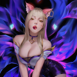 This is a pixiv picture whose title is kda Ahri  - league of legends.