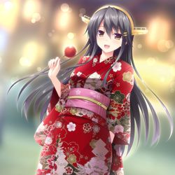This is a pixiv picture whose title is 榛名と夏祭り.