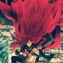 This is a pixiv picture whose title is 『アヴェンジャー！着地任せた！』.