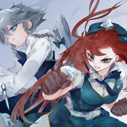 This is a pixiv picture whose title is 美鈴×咲夜.