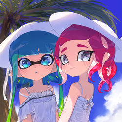 This is a pixiv picture whose title is 🌴🦑🐙⛅.