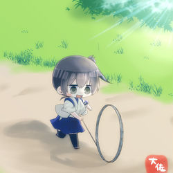 This is a pixiv picture whose title is 輪転がし.
