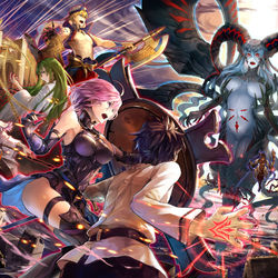 This is a pixiv picture whose title is 絶対魔獣戦線バビロニア.