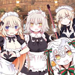 This is a pixiv picture whose title is ❤ジャンヌ姉妹達でメイド喫茶❤.