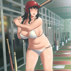 This is a pixiv picture whose title is ビキニでバッティング.